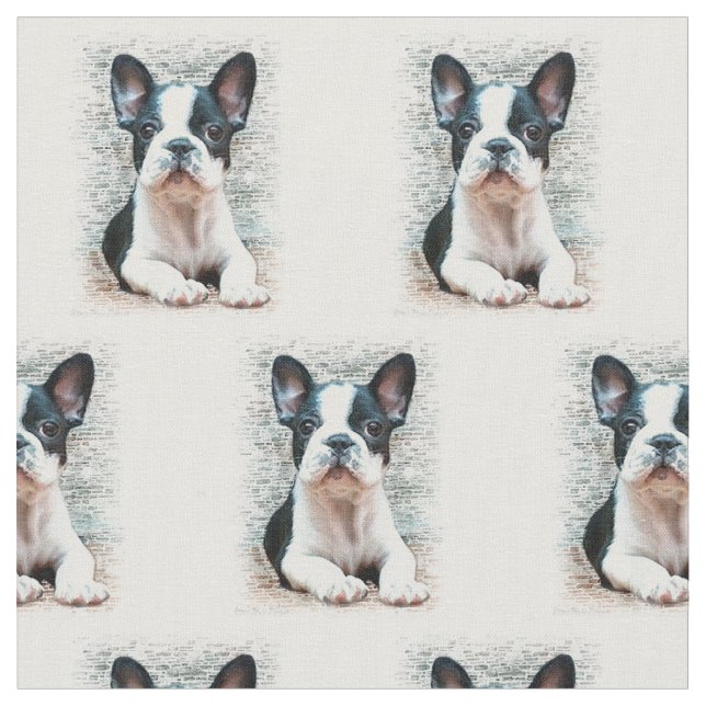 French Bulldog dog Custom Fabric (Close Up)