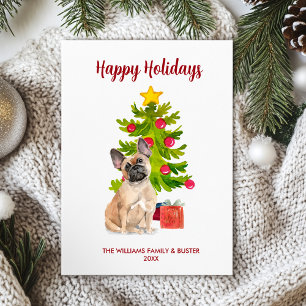 French Bulldog Dog Family Christmas Holiday Card