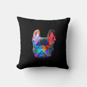 French Bulldog Dog Geometric Colour Splash Pop Art Throw Pillow
