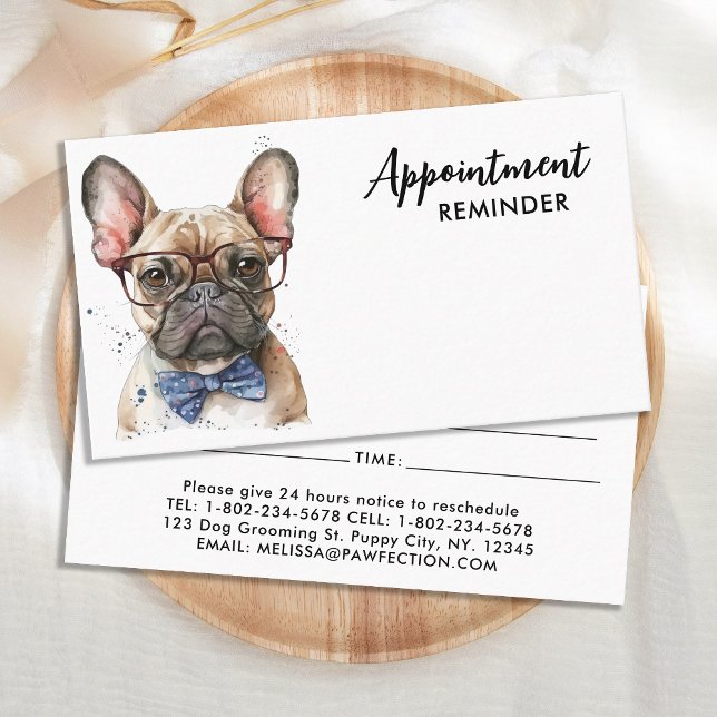 French Bulldog Dog Groomer Puppy Pet Care Appointment Card (Creator Uploaded)