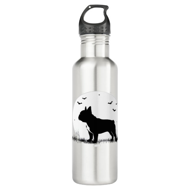 French Bulldog Dog – Halloween Moon Silhouette Ove 710 Ml Water Bottle (Front)