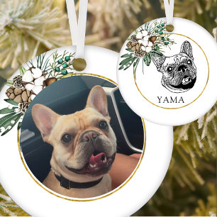 French Bulldog Dog Hand Drawing Personalized Ceramic Ornament