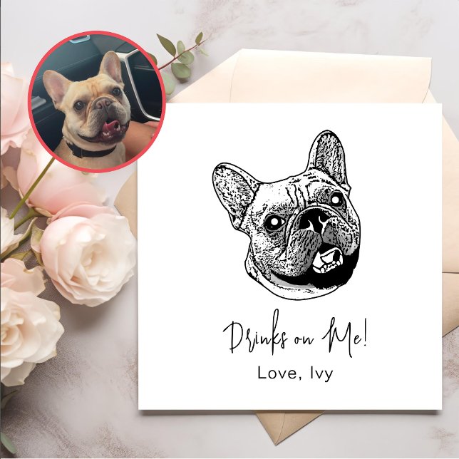 French Bulldog Dog Hand Drawing Personalized Napkin (Creator Uploaded)