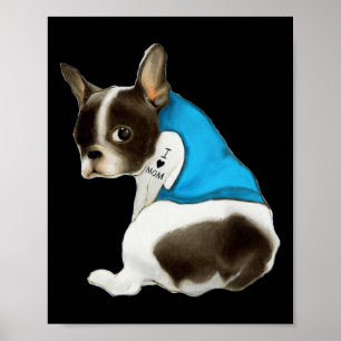 French-bulldog Dog I Love Mom Tattoo French-bulldo Poster