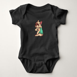 french bulldog dog i love mom tattoo lover gift baby bodysuit