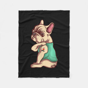 French Bulldog Dog I Love Mom Tattoo Lover Gift Fleece Blanket