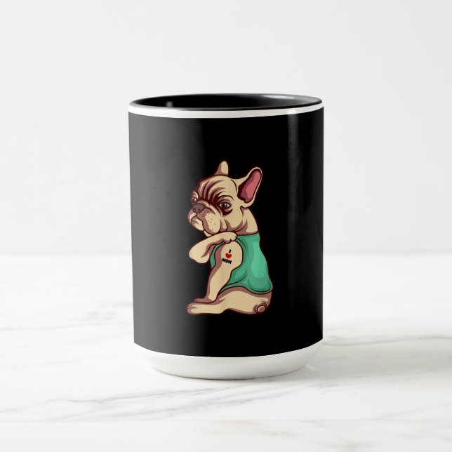 french bulldog dog i love mom tattoo lover gift mug (Center)