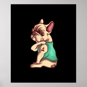 french bulldog dog i love mom tattoo lover gift poster