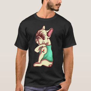 French Bulldog Dog I Love Mom Tattoo T-Shirt