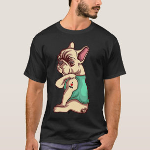 French Bulldog Dog I Love Mom Tattoo T-Shirt