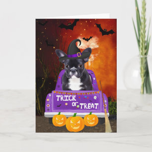 French Bulldog Dog in Halloween Truck Card