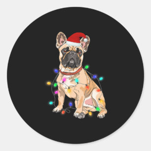 French Bulldog Dog Lover Christmas Tree Lights  Classic Round Sticker