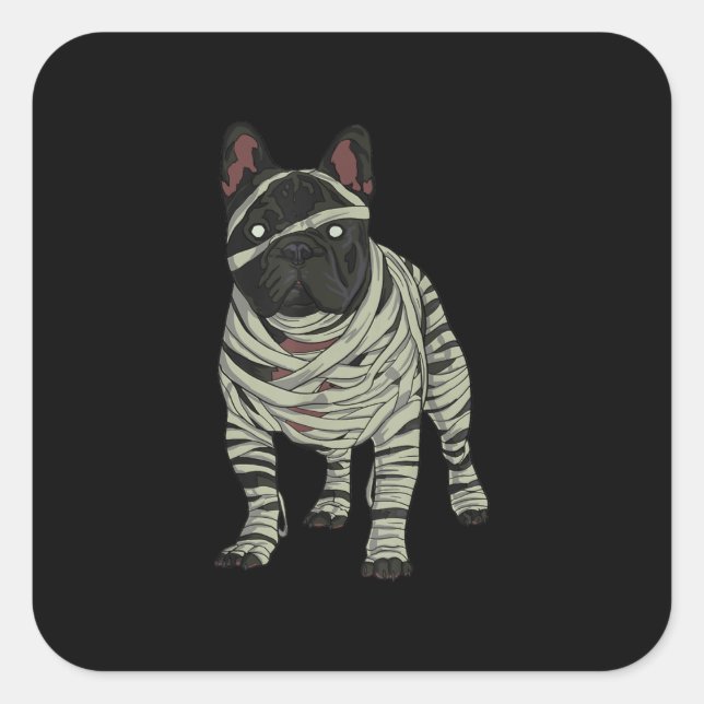 French Bulldog Dog Mummy Halloween Costume Dog Lov Square Sticker (Front)