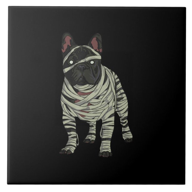 French Bulldog Dog Mummy Halloween Gift Tile (Front)