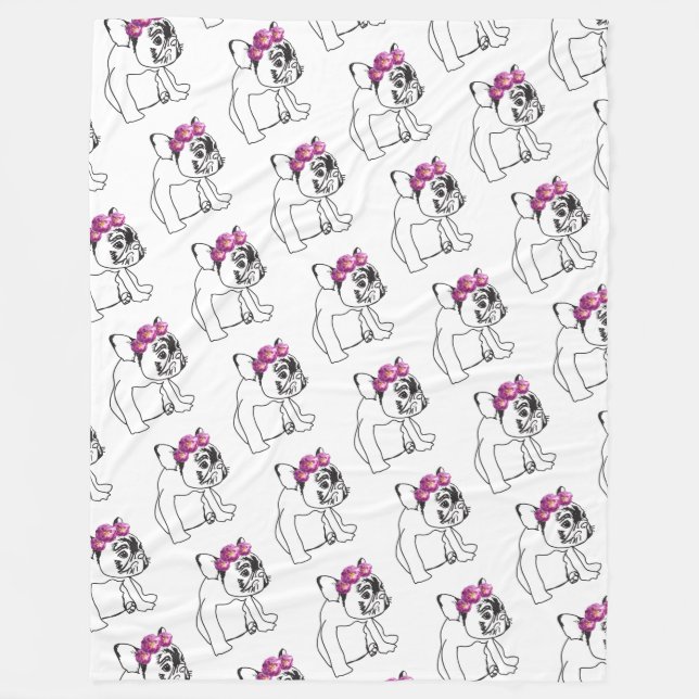 French Bulldog Dog Pattern Fleece Blanket (Front)