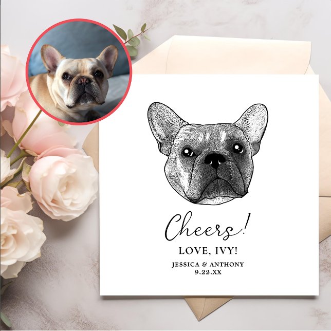 French Bulldog Dog Personalized Cheers Napkin (Creator Uploaded)