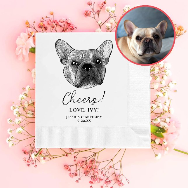 French Bulldog Dog Personalized Cheers Napkin (Creator Uploaded)