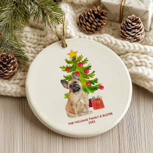French Bulldog Dog Personalized Christmas Ceramic Ornament