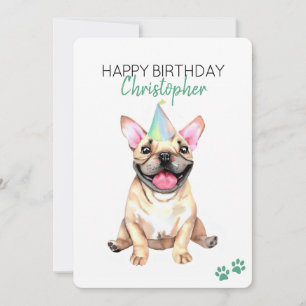 French Bulldog Dog Personalized Happy Birthday Card