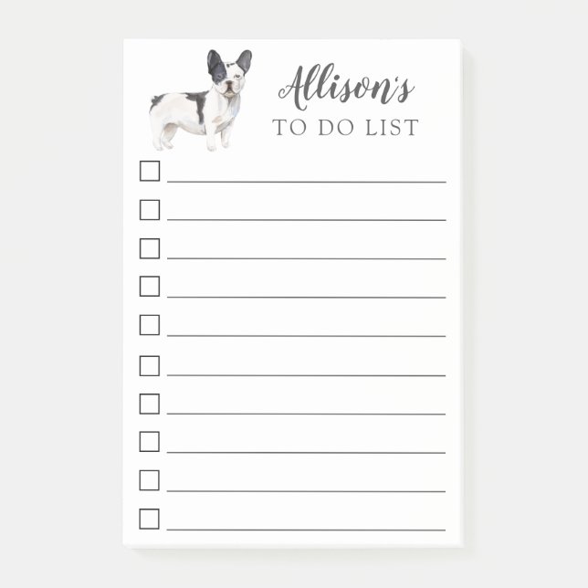 French Bulldog Dog Personalized To Do List Post-it Notes (Front)