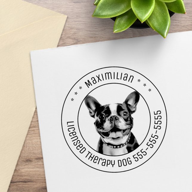 French Bulldog Dog Pet Photo Round Rubber Stamp (Creator Uploaded)