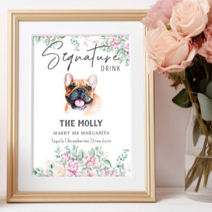 French Bulldog Dog Signature Drink Sign