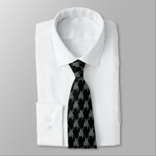 French Bulldog Dog Silhouette Yellow & Blue Black Tie