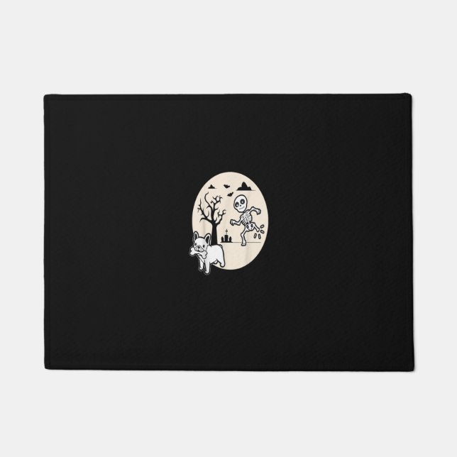 French Bulldog Dog Skeleton Bone Halloween Costume Doormat (Front)