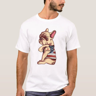 French Bulldog Dog Tattoo I Love Dad Funny Fathers T-Shirt