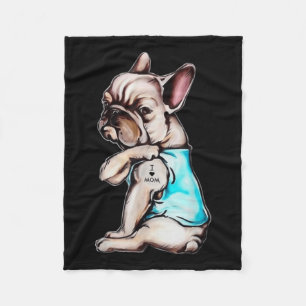 French Bulldog Dog Tattoo I Love Mom Mothers Day L Fleece Blanket