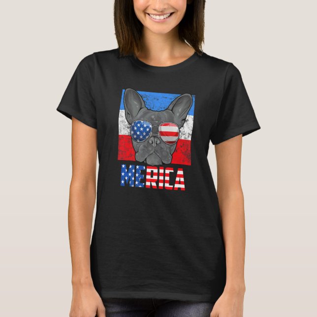 French Bulldog Dog Usa 4th Of July American Flag M T-Shirt (Front)