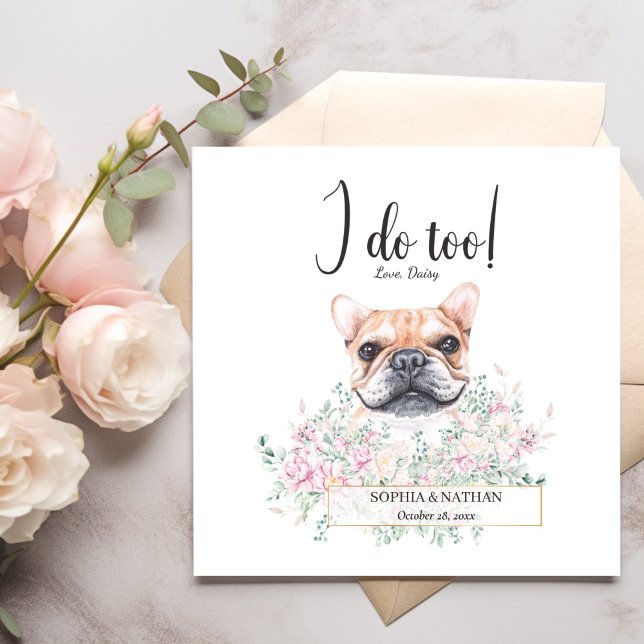 French Bulldog Dog Wedding Cocktail Napkins (Creator Uploaded)