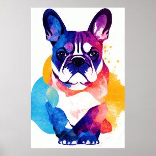 French Bulldog Dog Wild Nature Animal Painting Poster