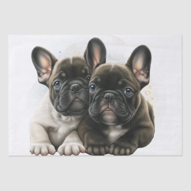 French Bulldog Dogs Cute Couple Tissue Paper (Front)