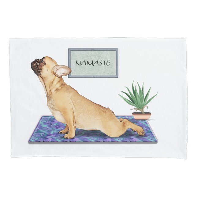French Bulldog Doing Upward Dog Yoga Pose Pillowcase (Front)
