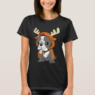 French Bulldog Dressed Up Reindeer Dogs Xmas T-Shirt