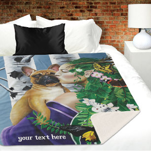 French Bulldog Dryad Fantasy Sherpa Blanket