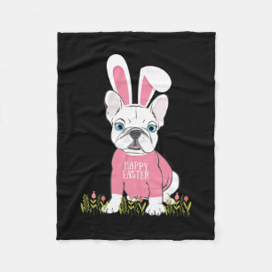 French Bulldog Easter Bunny Ears Graphic Fleece Blanket