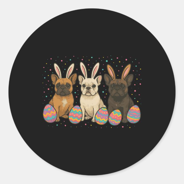 French Bulldog Easter  Classic Round Sticker (Front)