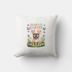 French Bulldog Easter Shirt Funny Frenchie Bunny T Throw Pillow