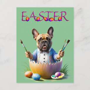 French Bulldog Egg Easter French Bulldog Holiday Postcard