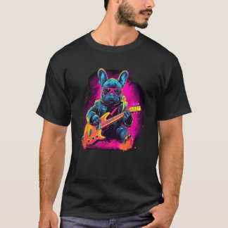 French Bulldog Electric Guitar Rock Music 3 T-Shirt
