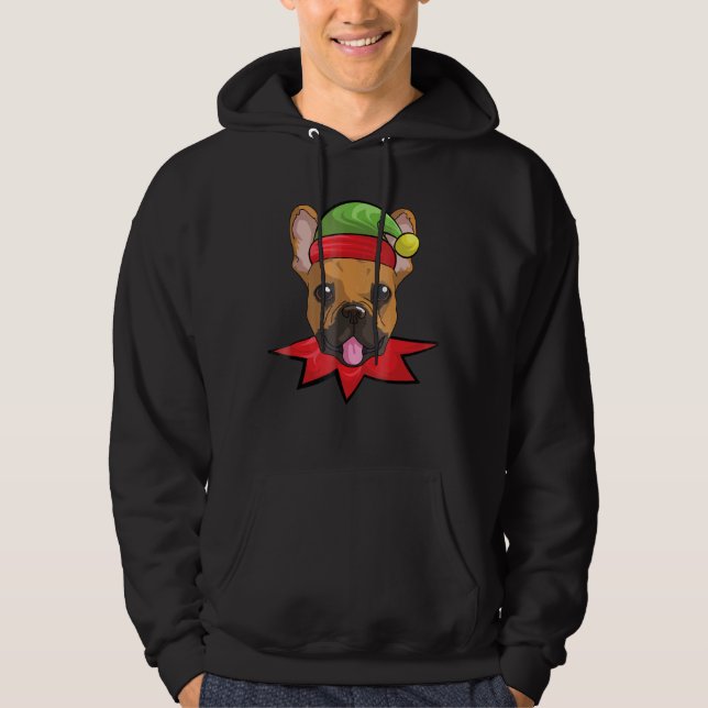French Bulldog Elf Christmas Gif Hoodie (Front)