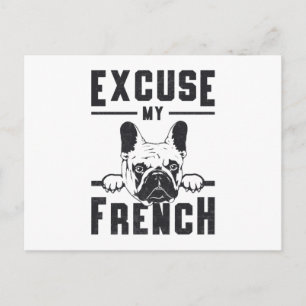 French Bulldog Excuse My French Vintage Funny Gift Postcard