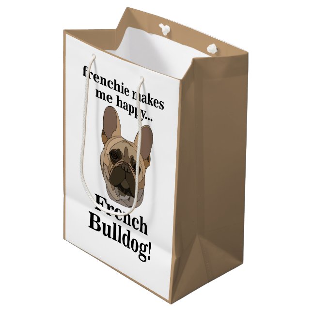 French Bulldog Face Dog Lover Medium Gift Bag (Front Angled)
