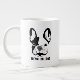 French Bulldog face on  Large Coffee Mug