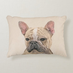 French Bulldog (Fawn Pied) Painting - Dog Art Decorative Pillow