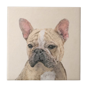 French Bulldog (Fawn Pied) Painting - Dog Art Tile