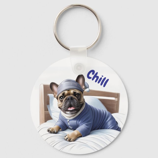 French Bulldog Festival Sleep Day Bulldog Keychain (Front)