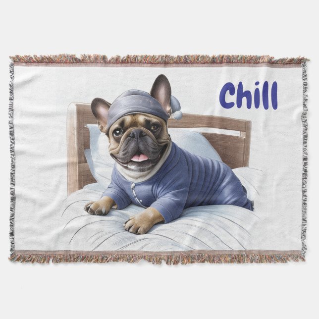 French Bulldog Festival Sleep Day Bulldog Throw Blanket (Front)